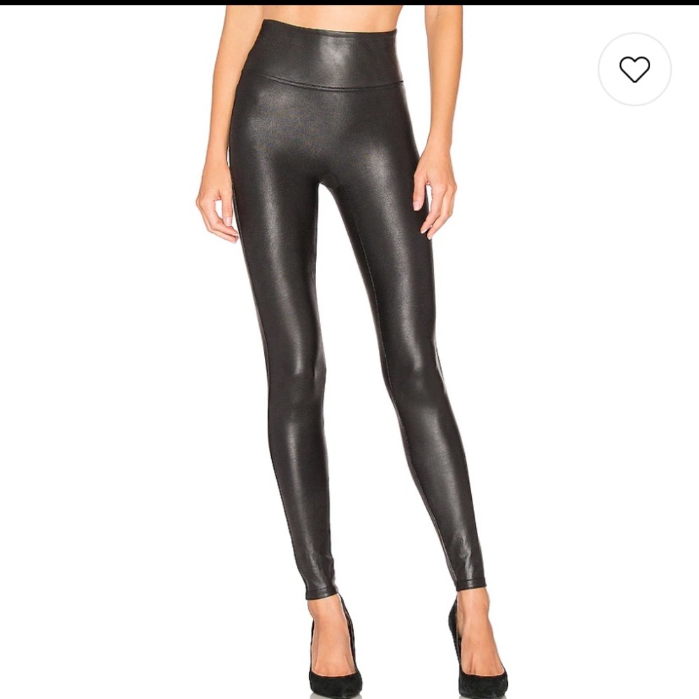 😍NWOT SPANX FAUX LEATHER BLACK LEGGINGS - SMALL!